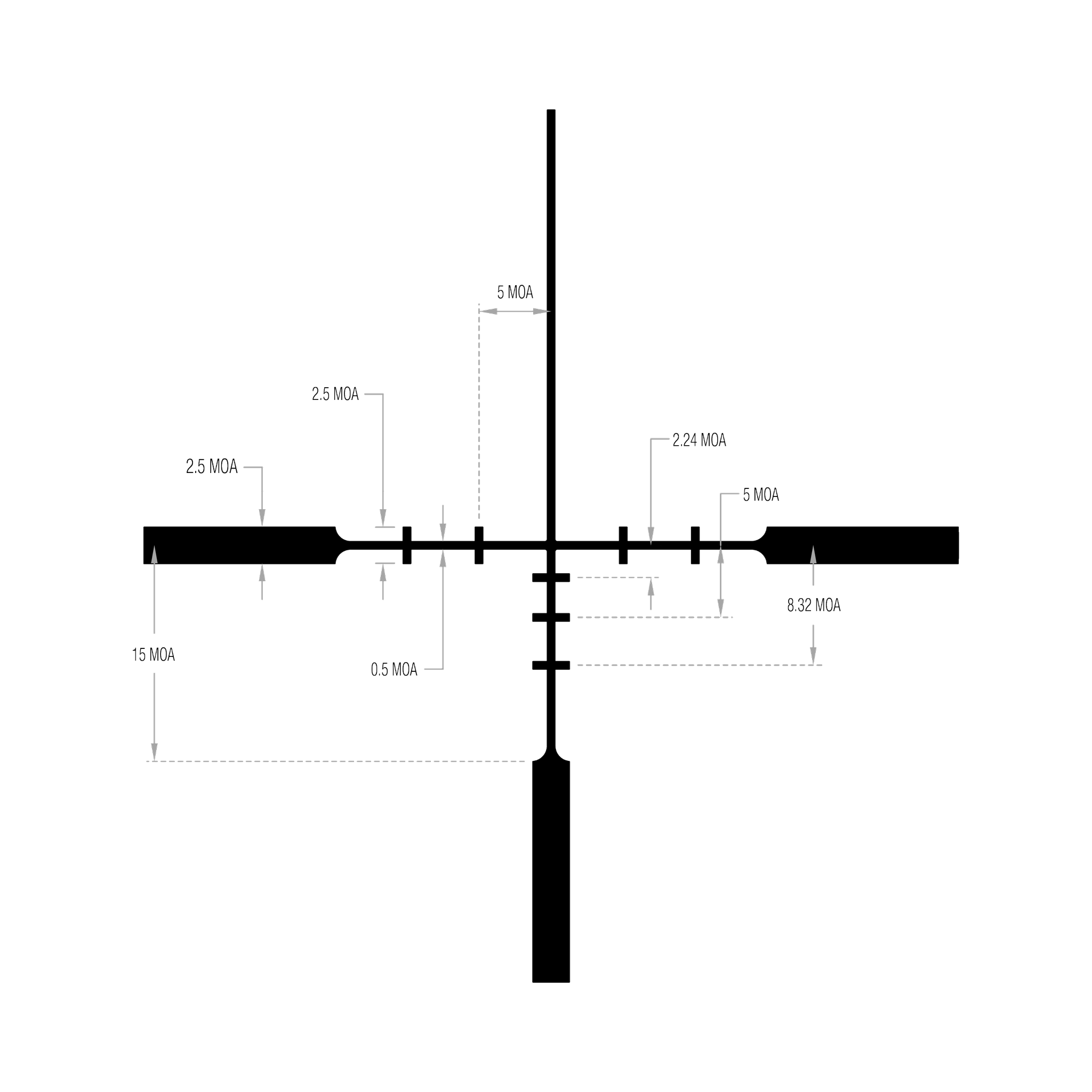 Huron® 1-4x24 optiskais tēmēklis BDC Hunter Holds, 30 mm, satīna melns, regulatori ar aizsargvāciņiem