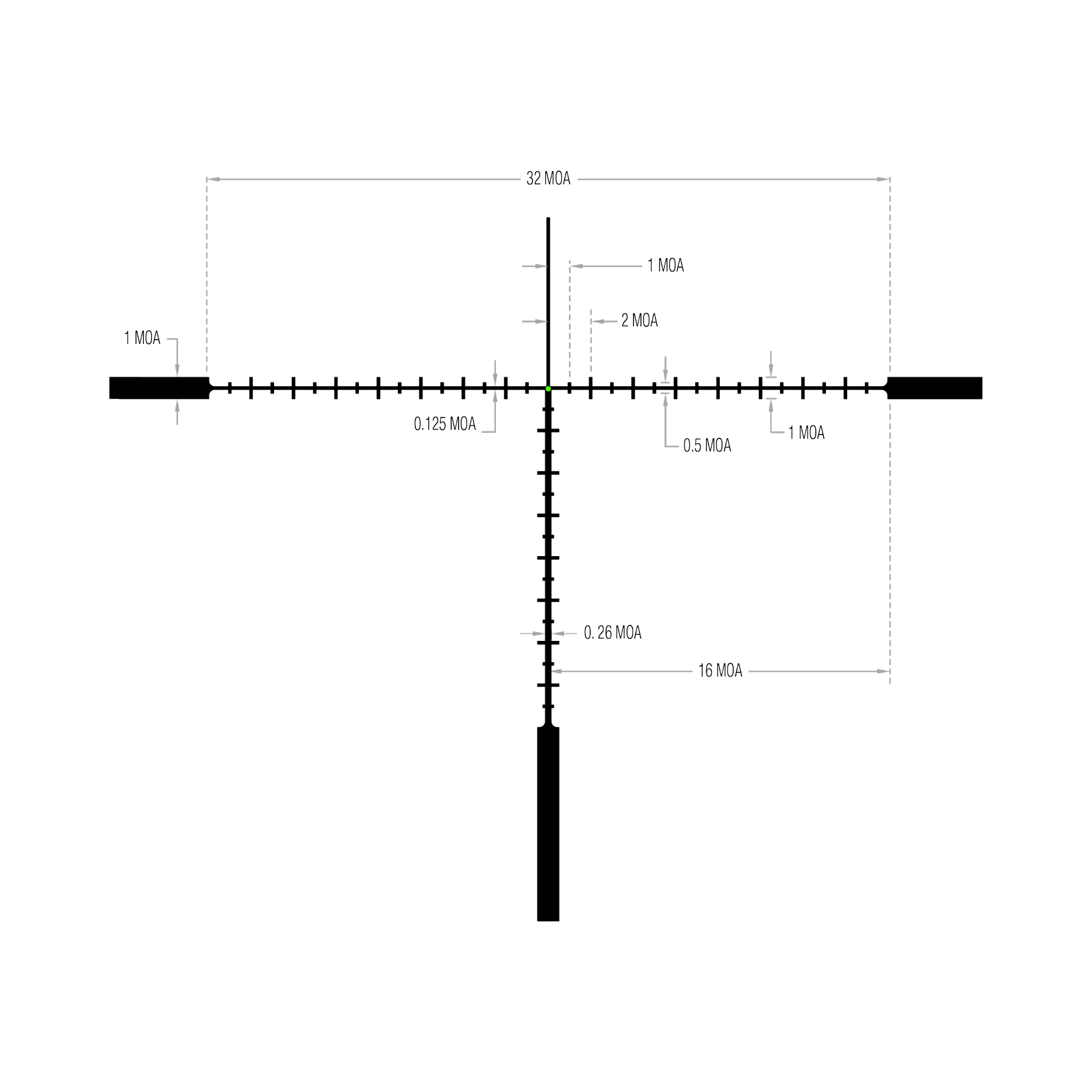 „AccuPoint®“ 4–16x50 MOA atstumo matavimo kryžminis tinklelis su žaliu tašku, 30 mm, satininė juoda spalva, „Exp. EL RTZ“