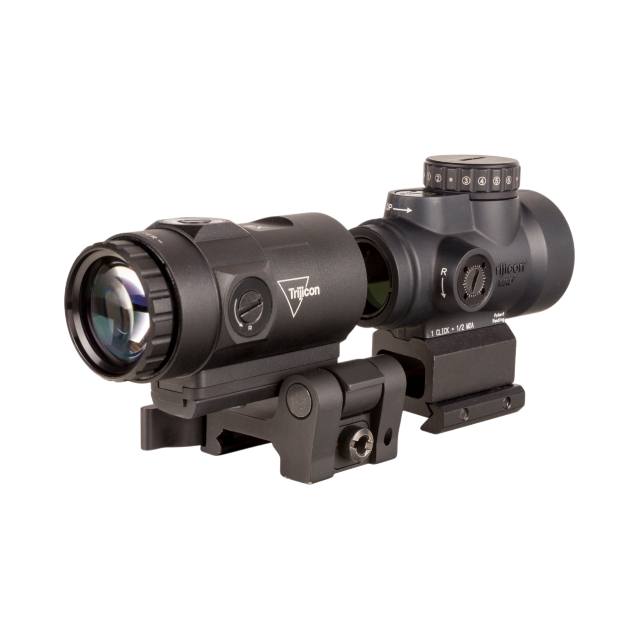 Trijicon MRO HD komplekts: 1x25 68 MOA/2 MOA, CW (AC32068) + 3x palielinātājs, regulējams ātrās nomaiņas stiprinājums