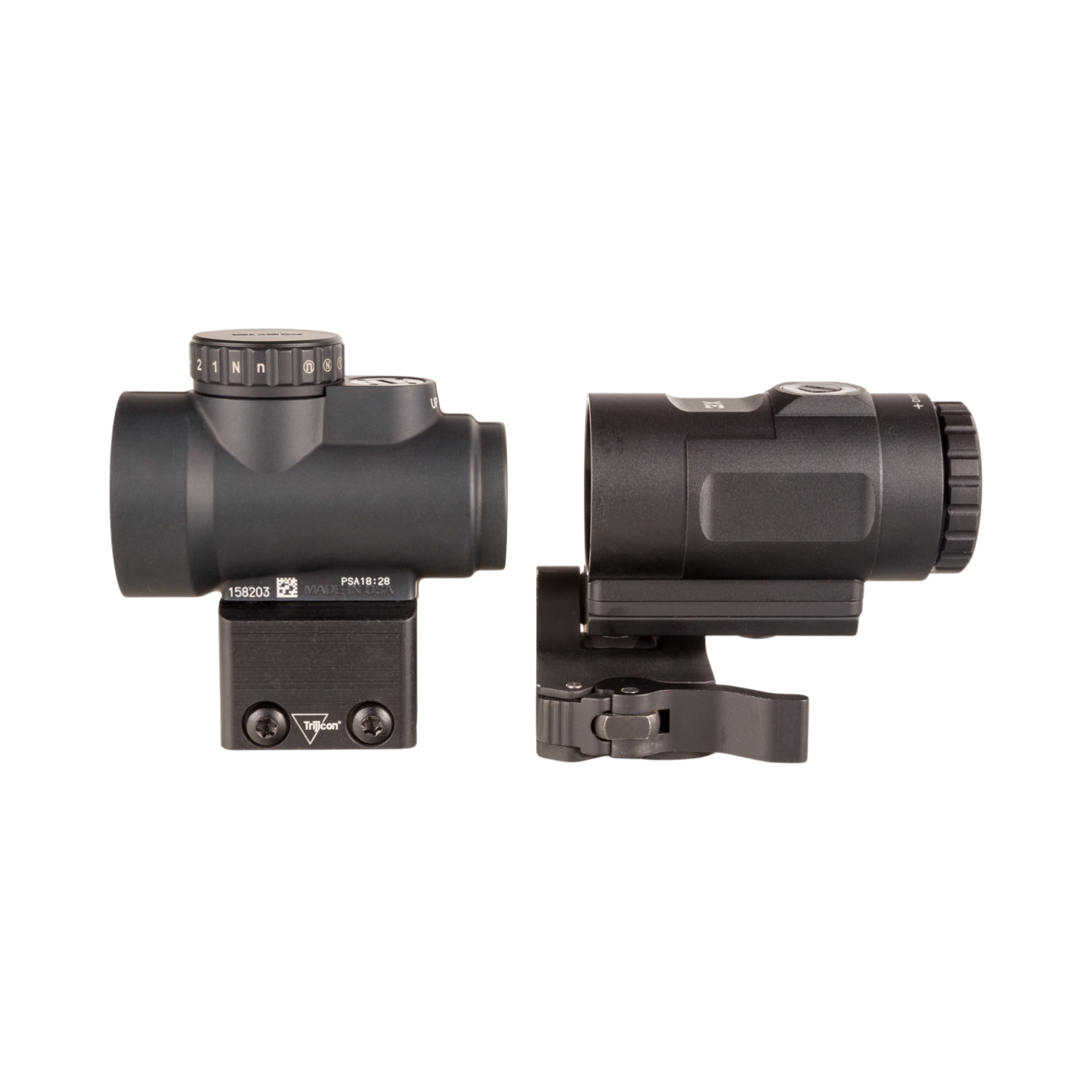 Trijicon MRO HD komplekts: 1x25 68 MOA/2 MOA, CW (AC32068) + 3x palielinātājs, regulējams ātrās nomaiņas stiprinājums