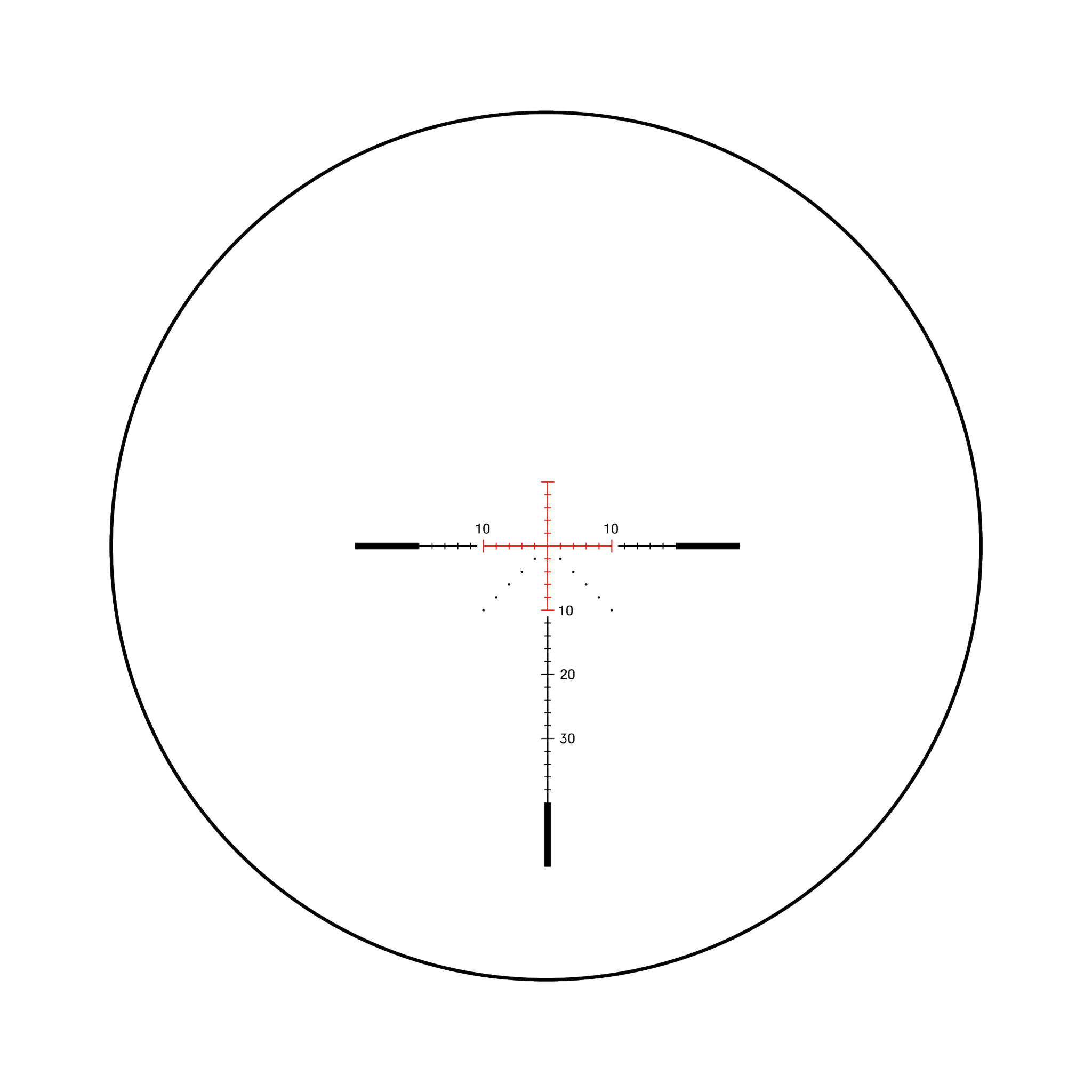 Credo® HX 2,5–10x56 SFP ar sarkanu MOA Precision Hunter, 30 mm, satīna melns, Exp. EL RTZ