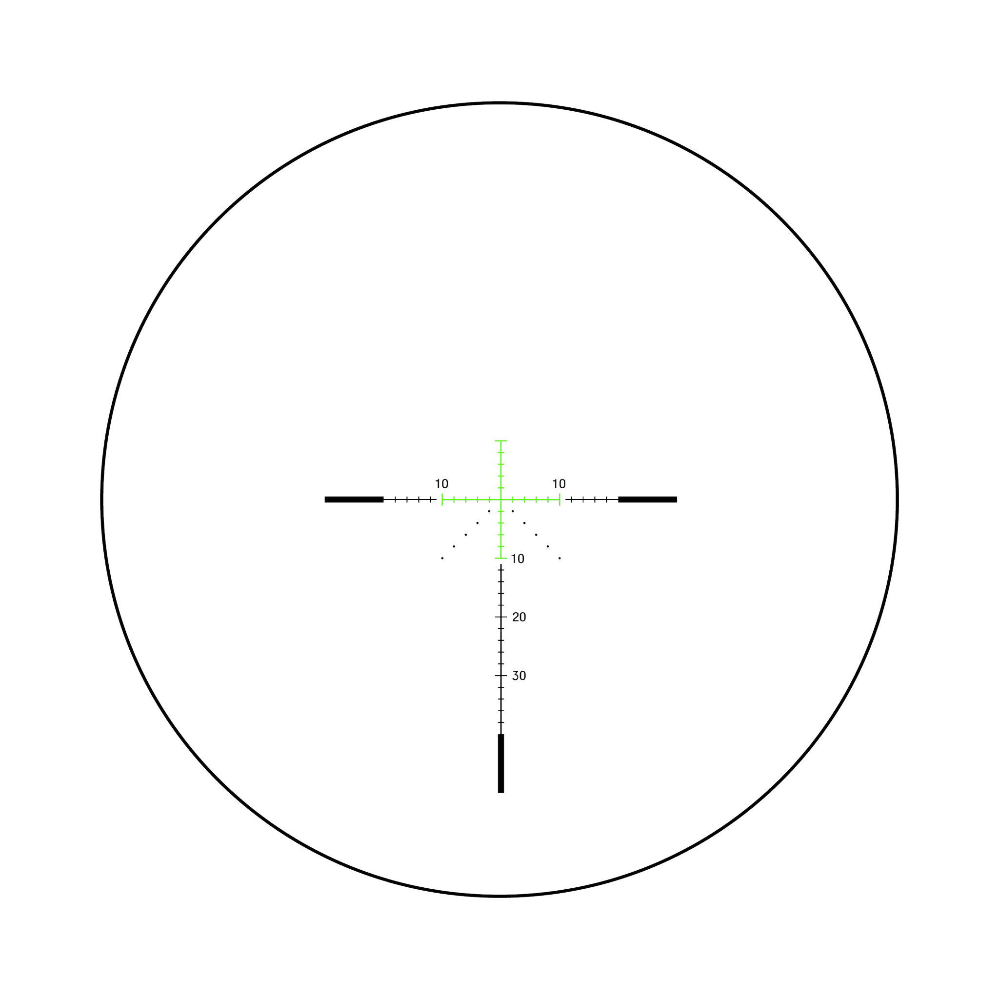 Credo® HX 2,5–10x56 SFP ar zaļo MOA Precision Hunter, 30 mm, satīna melns, Exp. EL RTZ