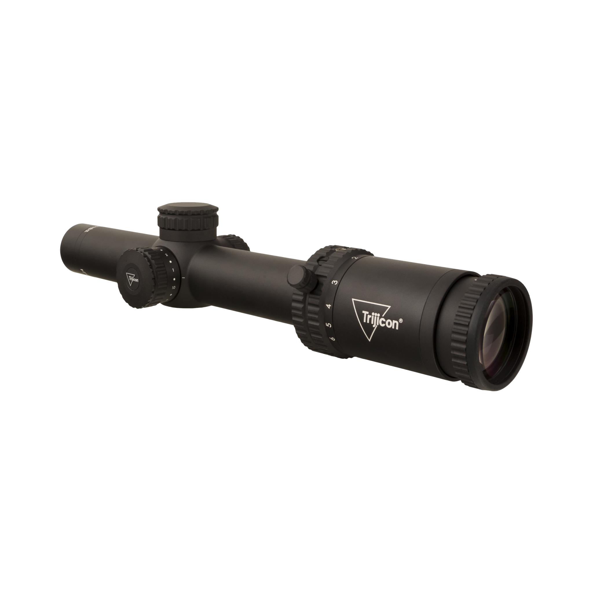 Credo® 1-6x24 FFP ar zaļu MRAD segmentētu apmali, 30 mm, matēti melns, ar zemu vāciņu