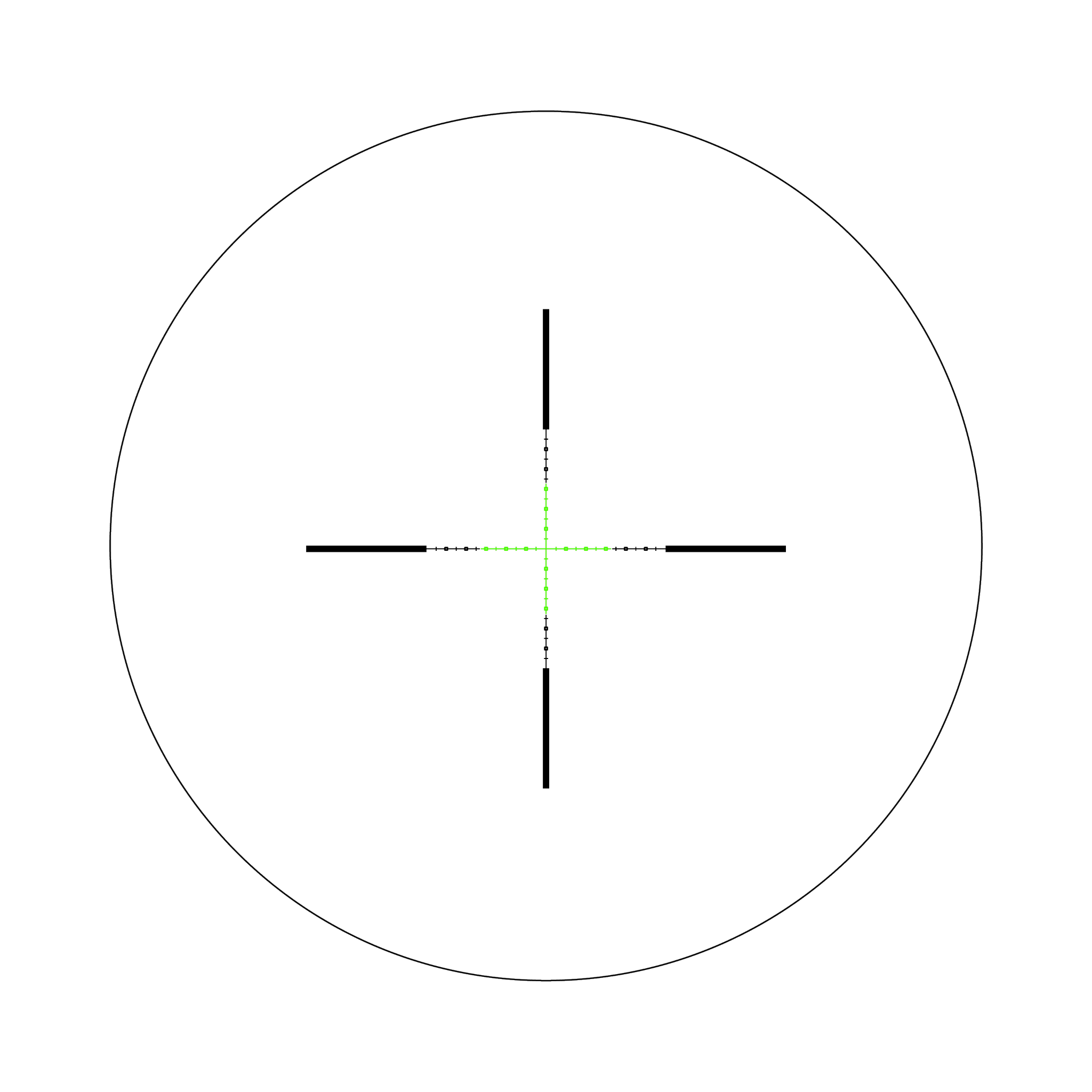 Credo® 3–9x40 SFP ar zaļu MIL-Square, 1 collas caurule, matēti melns, ar zemu vāciņu