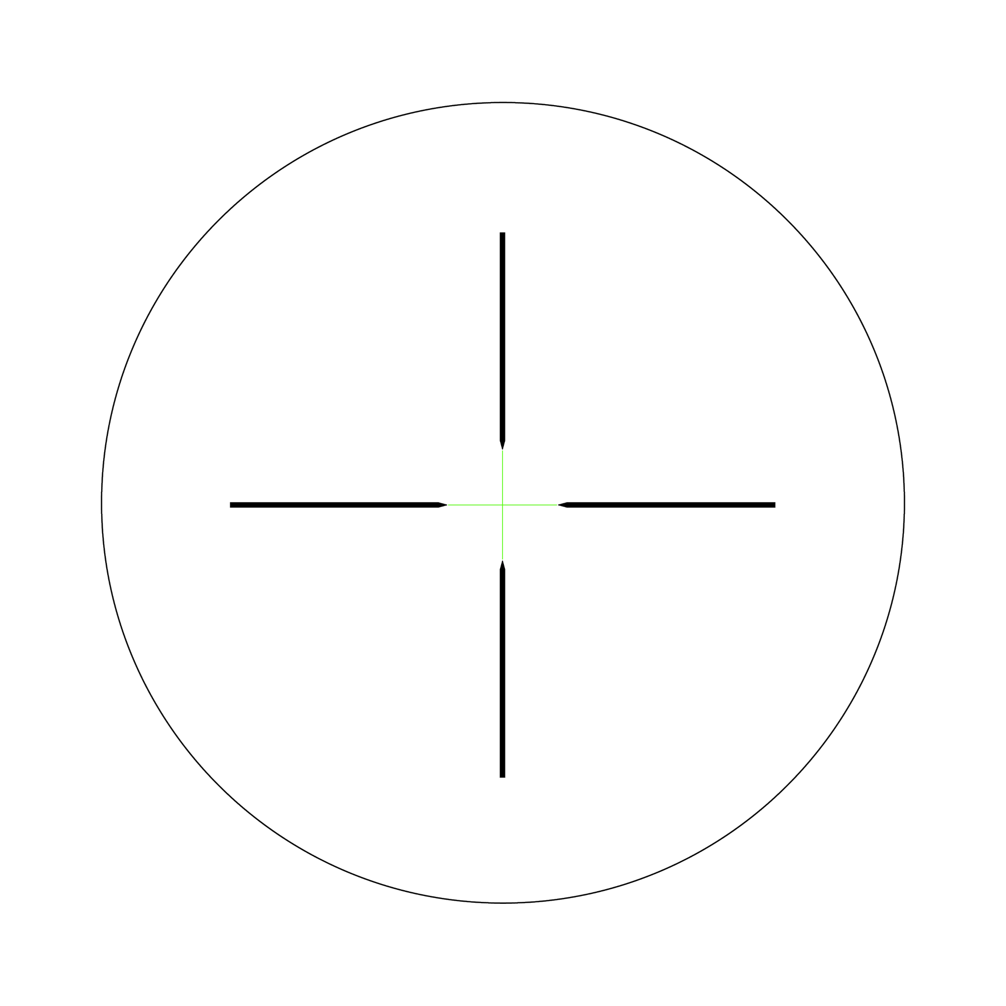 Credo® 3-9x40 SFP ar zaļo standarta dubultu optiku, 1 collas caurule, matēti melna, ar zemu vāciņu