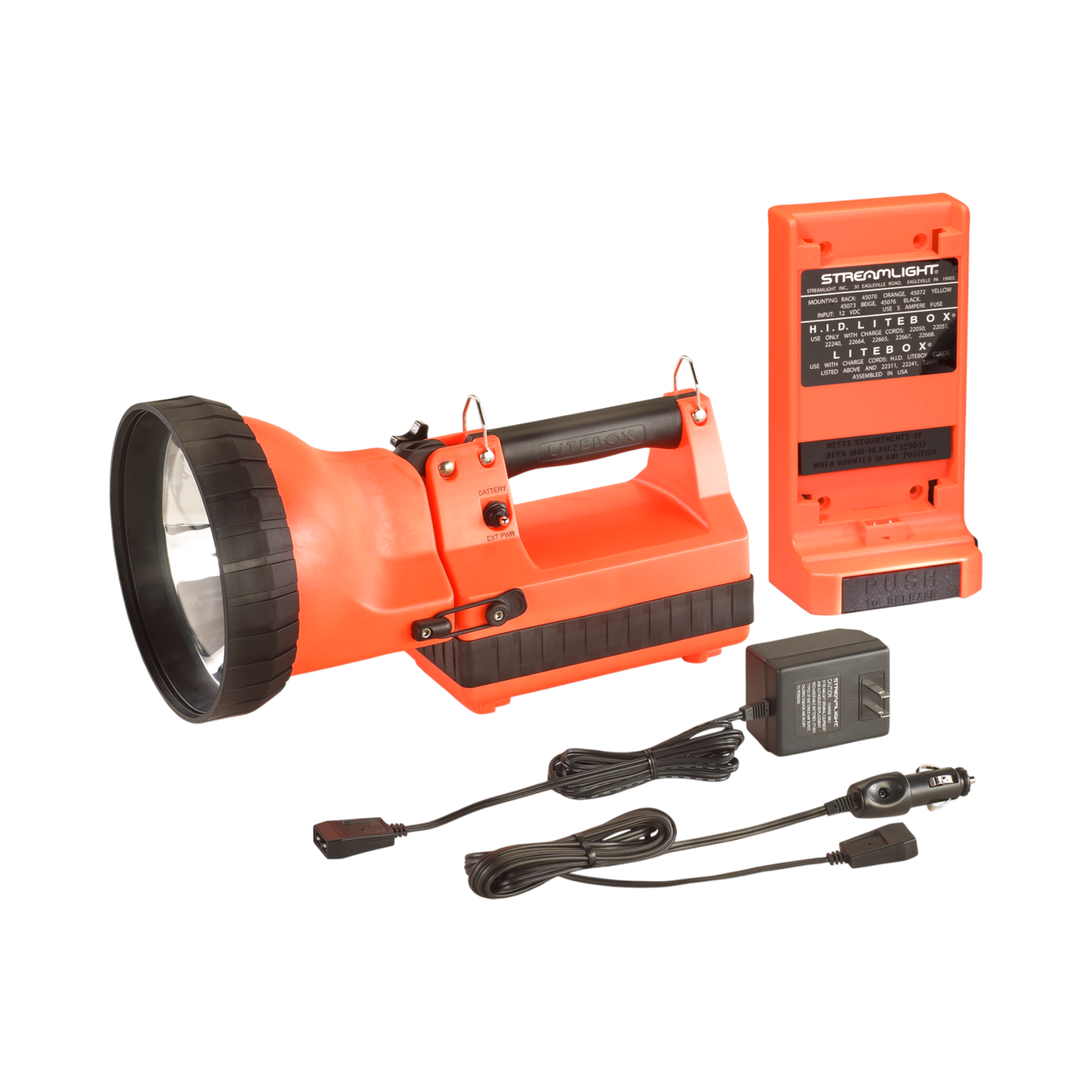 Streamlight LiteBox Std. sistema – 120 V/100 V kintama srovė/12 V nuolatinė srovė – oranžinė (45601)