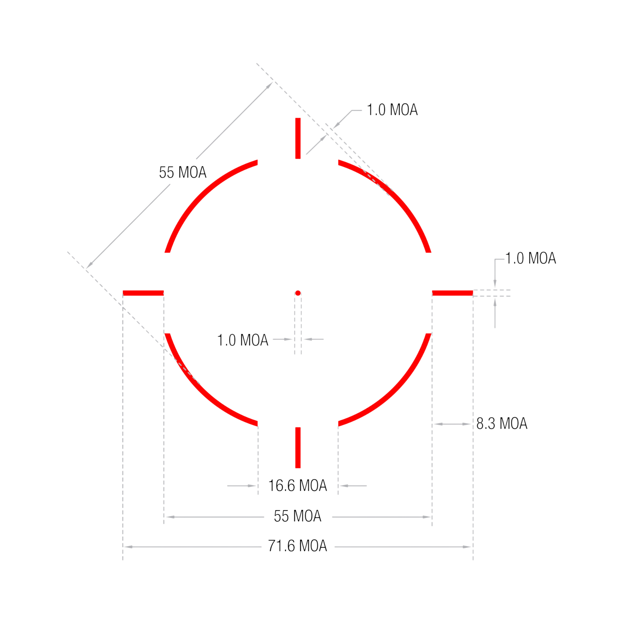 Trijicon RMR® HD 55 MOA Adj. LED Reticle w/ 1.0 MOA Red Dot