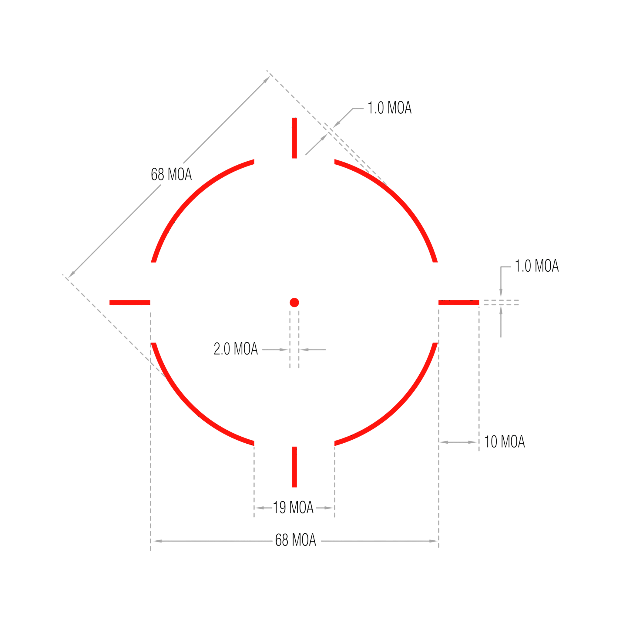Trijicon MRO® HD Patrol regulējams LED tēmēklis ar 68 MOA tēmēkļa līniju un 2,0 MOA sarkanu punktu; 1/3 CW QR Q-LOC (AC32071)
