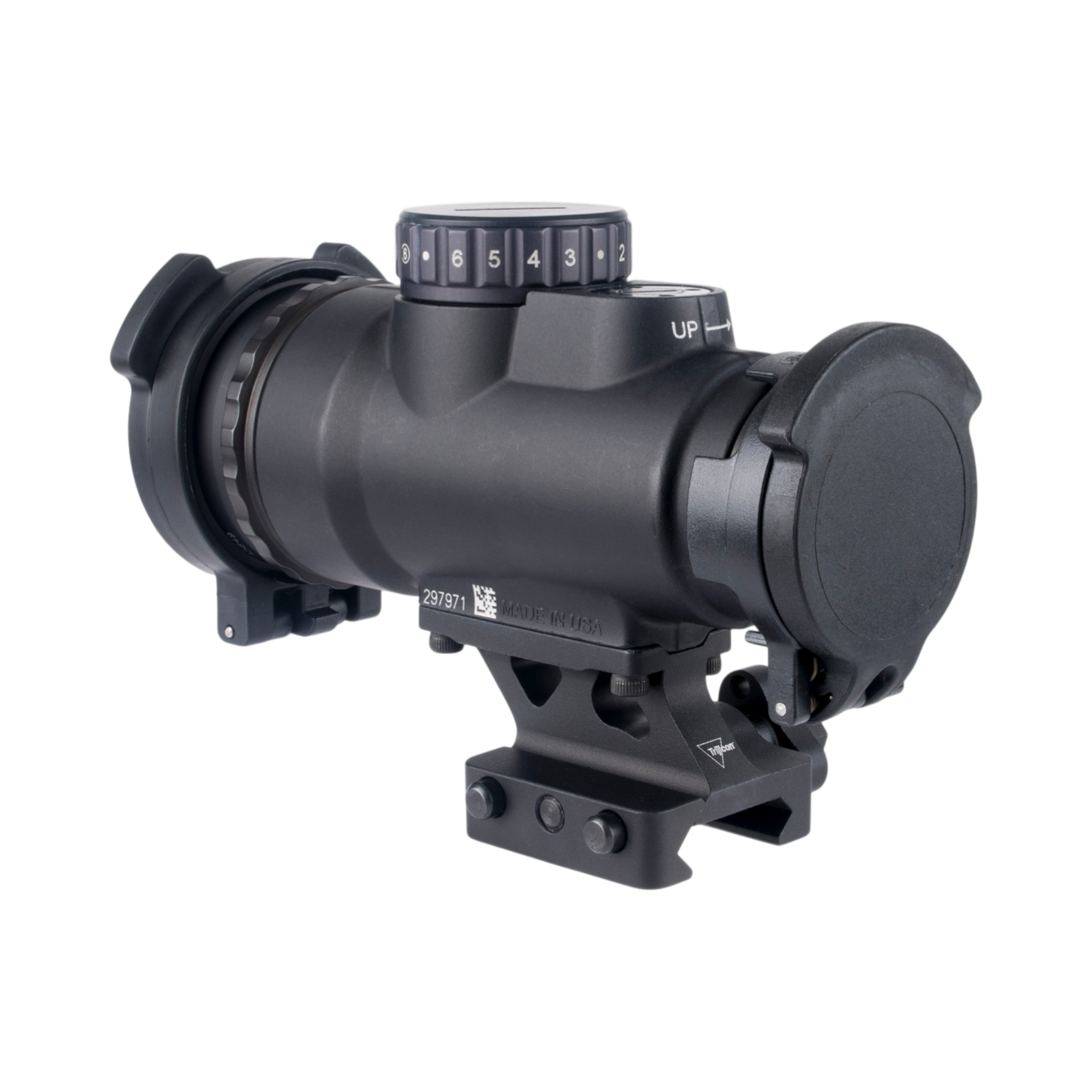 Trijicon MRO® HD Patrol regulējams LED tēmēklis ar 68 MOA tēmēkļa krustu un 2,0 MOA sarkanu punktu; pilnībā pagriežams ātrās nomaiņas Q-LOC (AC32070)