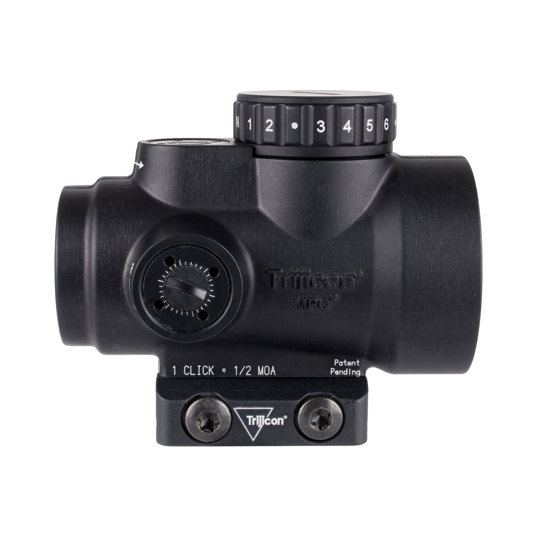 Trijicon MRO® SD 1x25 tēmēklis ar zaļu punktu un regulējamu sarkanu punktu (2,0 MOA); zems stiprinājums (AC32067)