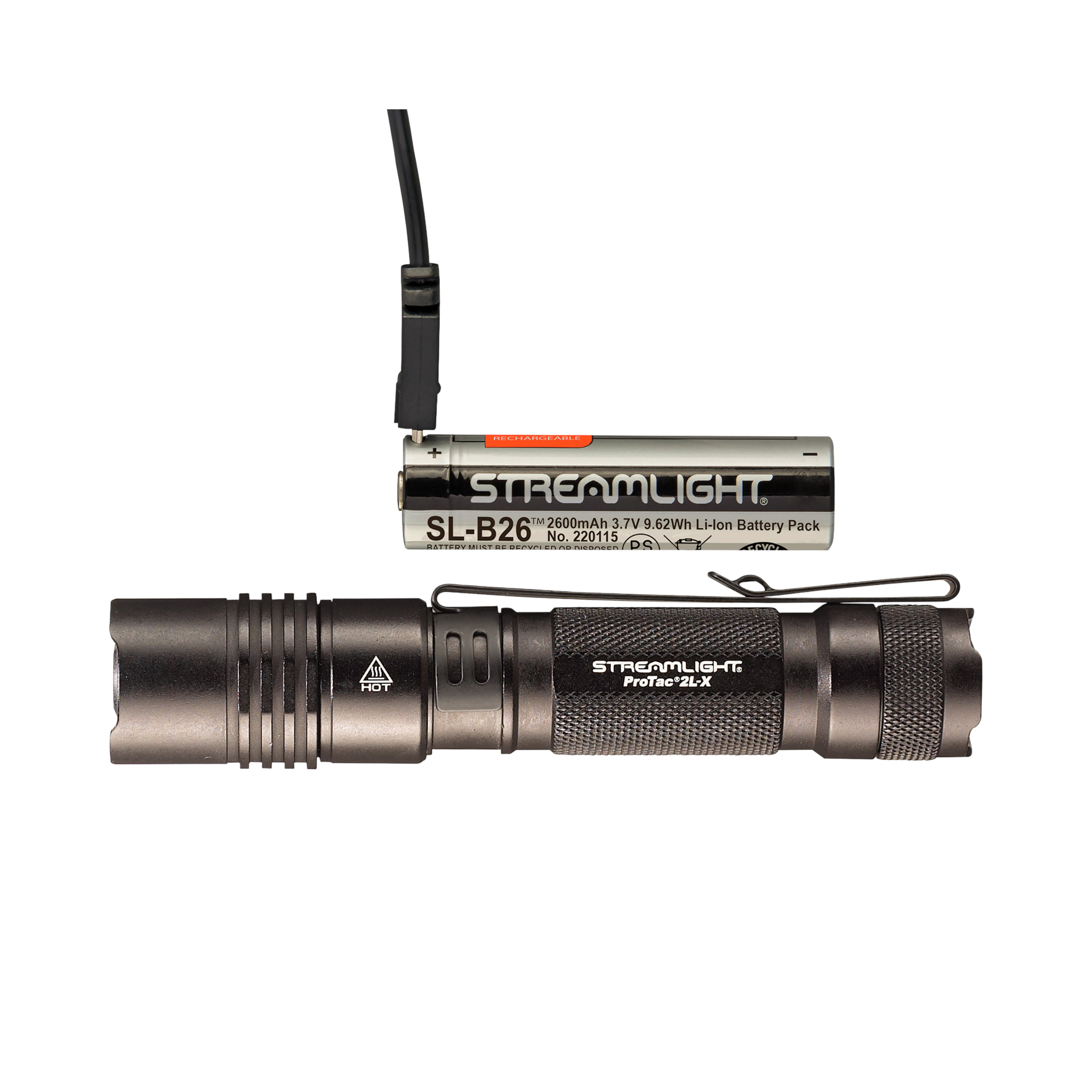 Streamlight ProTac 2L-X USB - Incl. SL-B26 battery pack, USB cord and holster - Clam (88082)