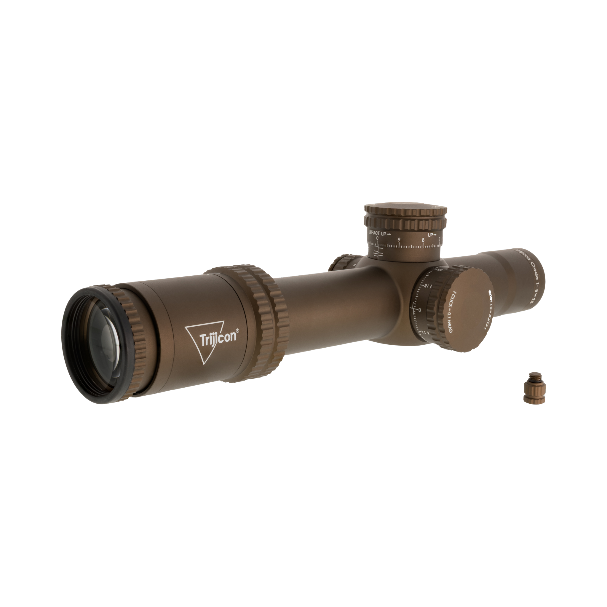 Credo® 1-8x28 FFP Coyote Brown w/ Red/Green MRAD Seg. Circle, 34mm, Exposed Locking Adjusters