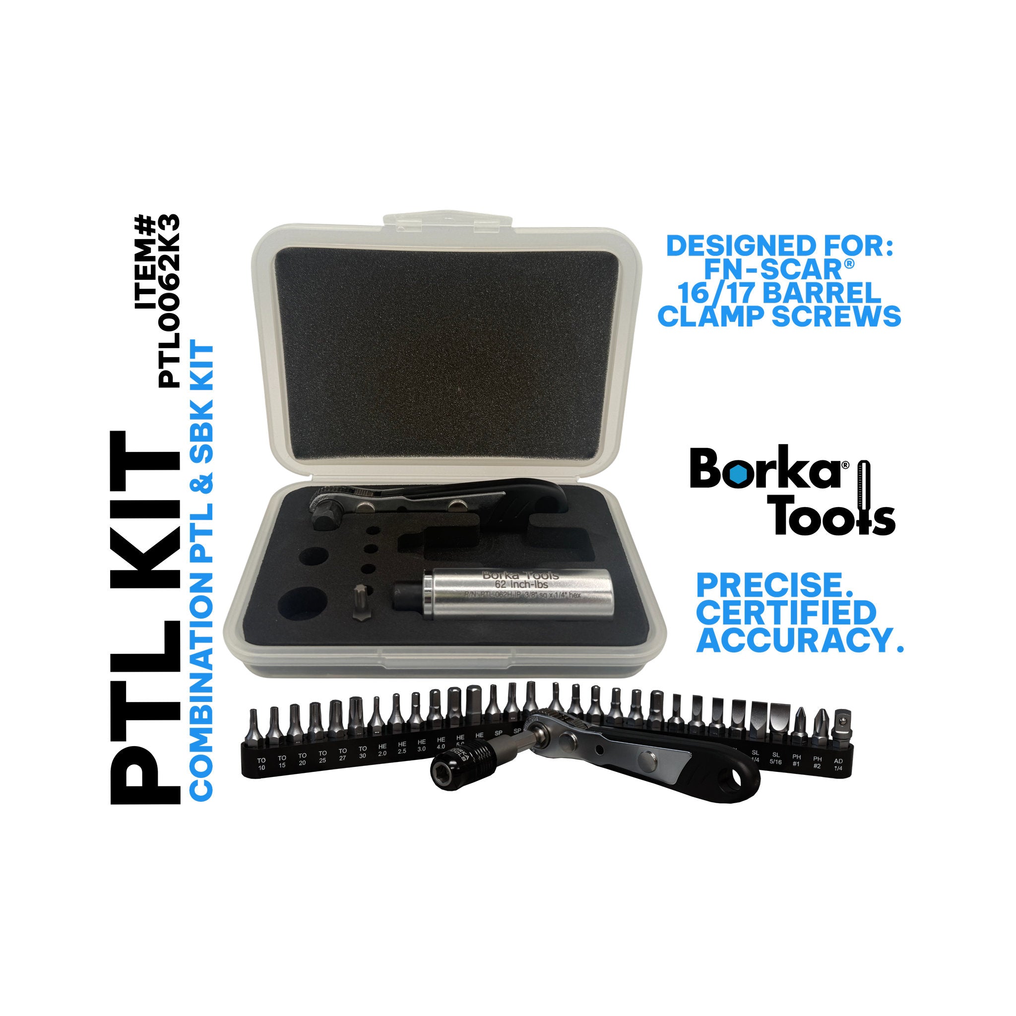 Zestaw Borka 62 cali-funtów Single PTL z SBK do śrub zaciskowych lufy FNH-SCAR 16/17 (PTL0062K3)