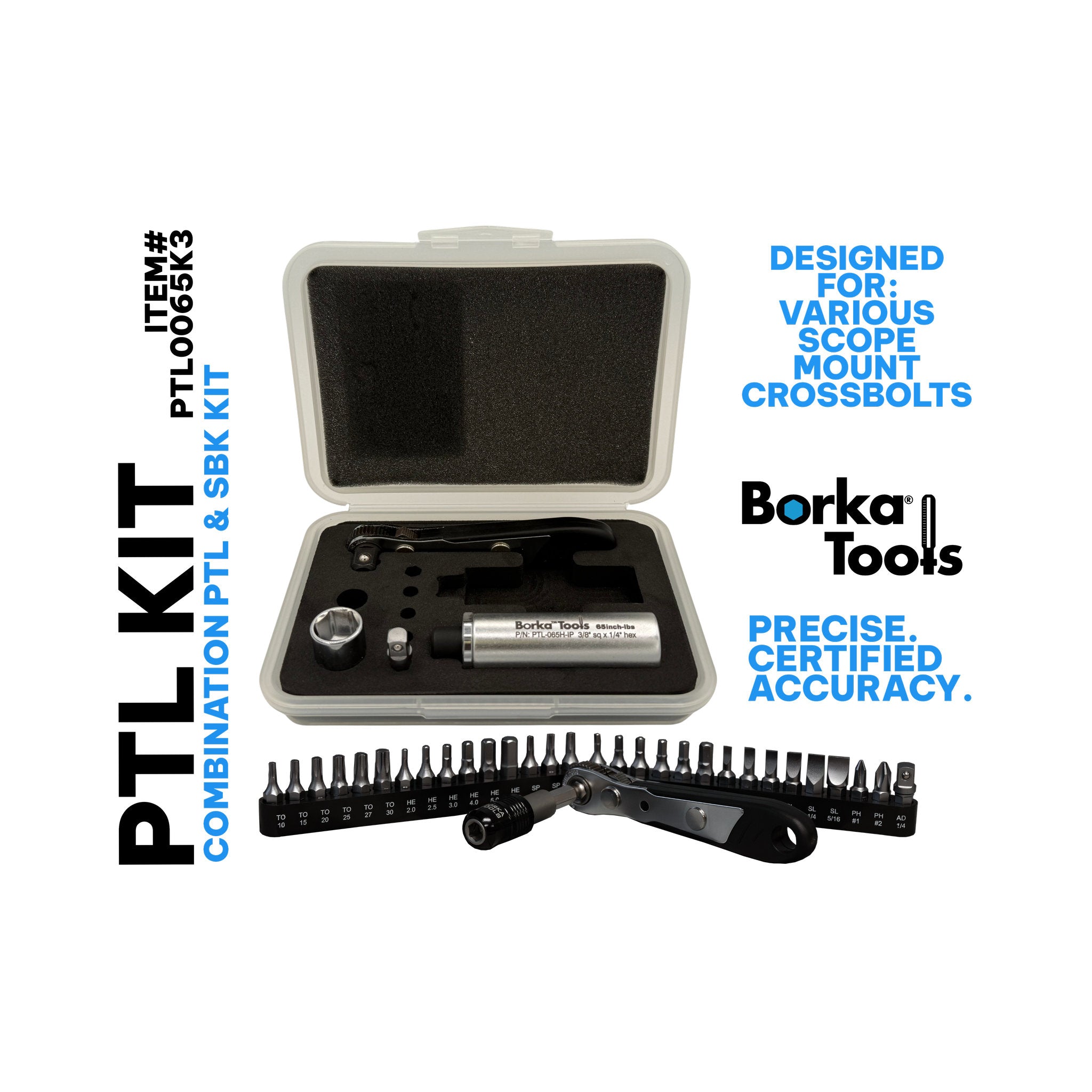 Borka 65 inch-lbs Single PTL Kit w/ SBK for Various Scope Mount Crossbolts (PTL0065K3)