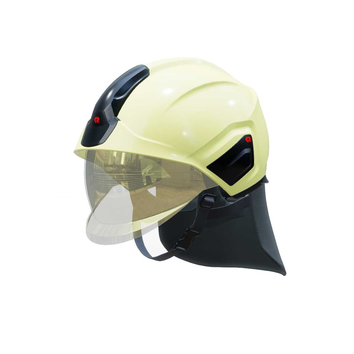 Fire Helmet H30 Luminous with neck protection and face shield