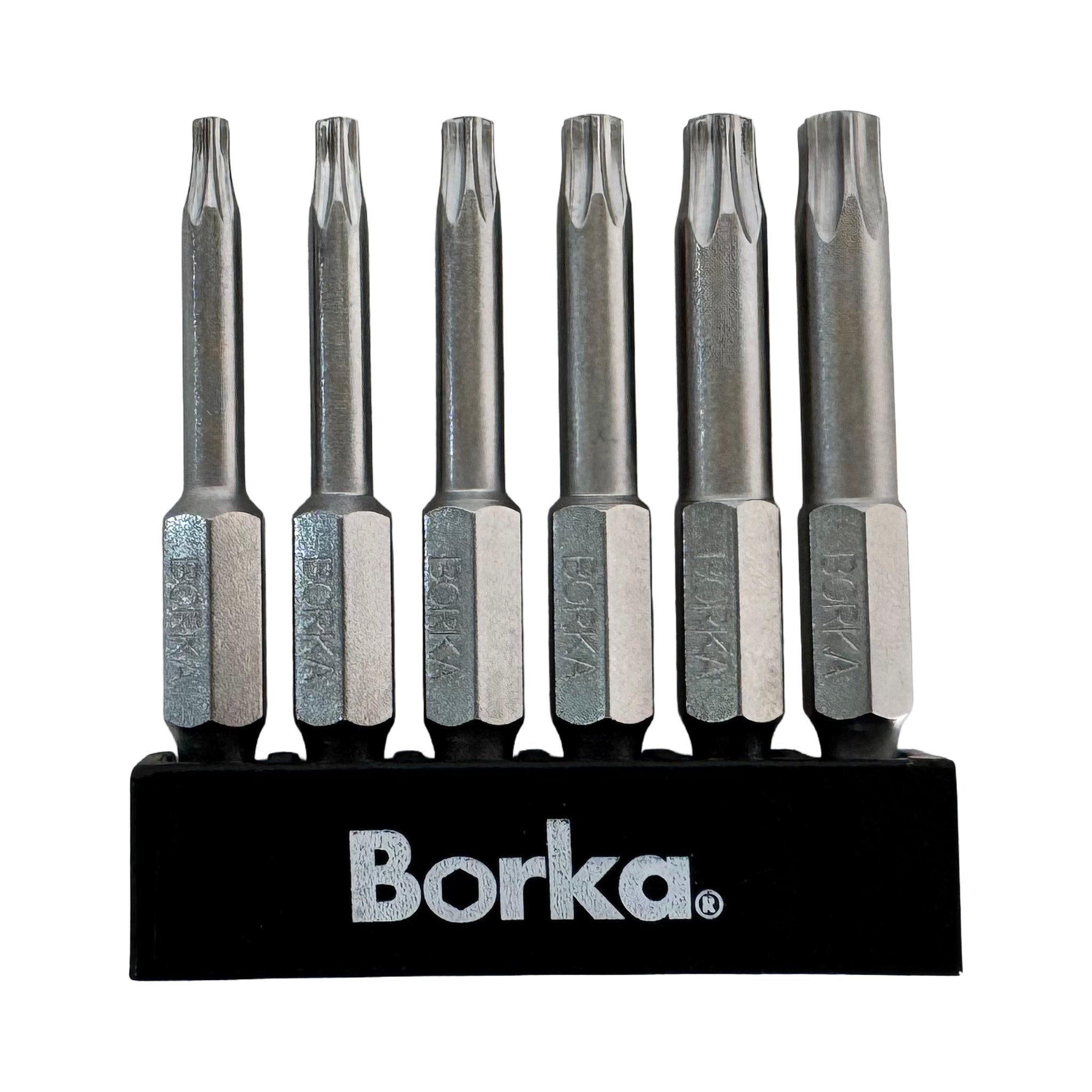 Zestaw końcówek Borka Torx/Hex o długości 2"  Końcówki: T10, T15, T20, T25, T27, T30 (T-2-6PC)