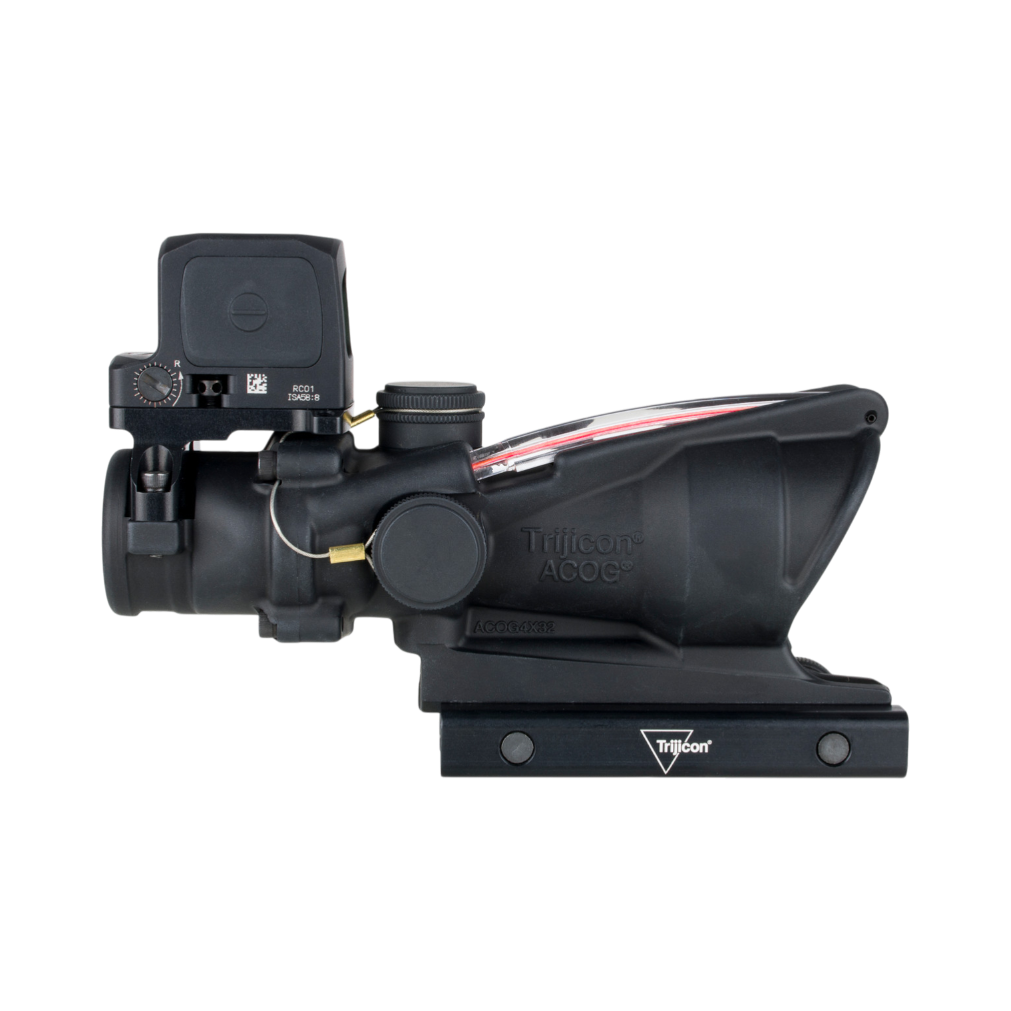 Trijicon ACOG® 4x32, D.I. Red Chevron .223 Reticle, Colt Knob Mount & 3.25 MOA Red RCR