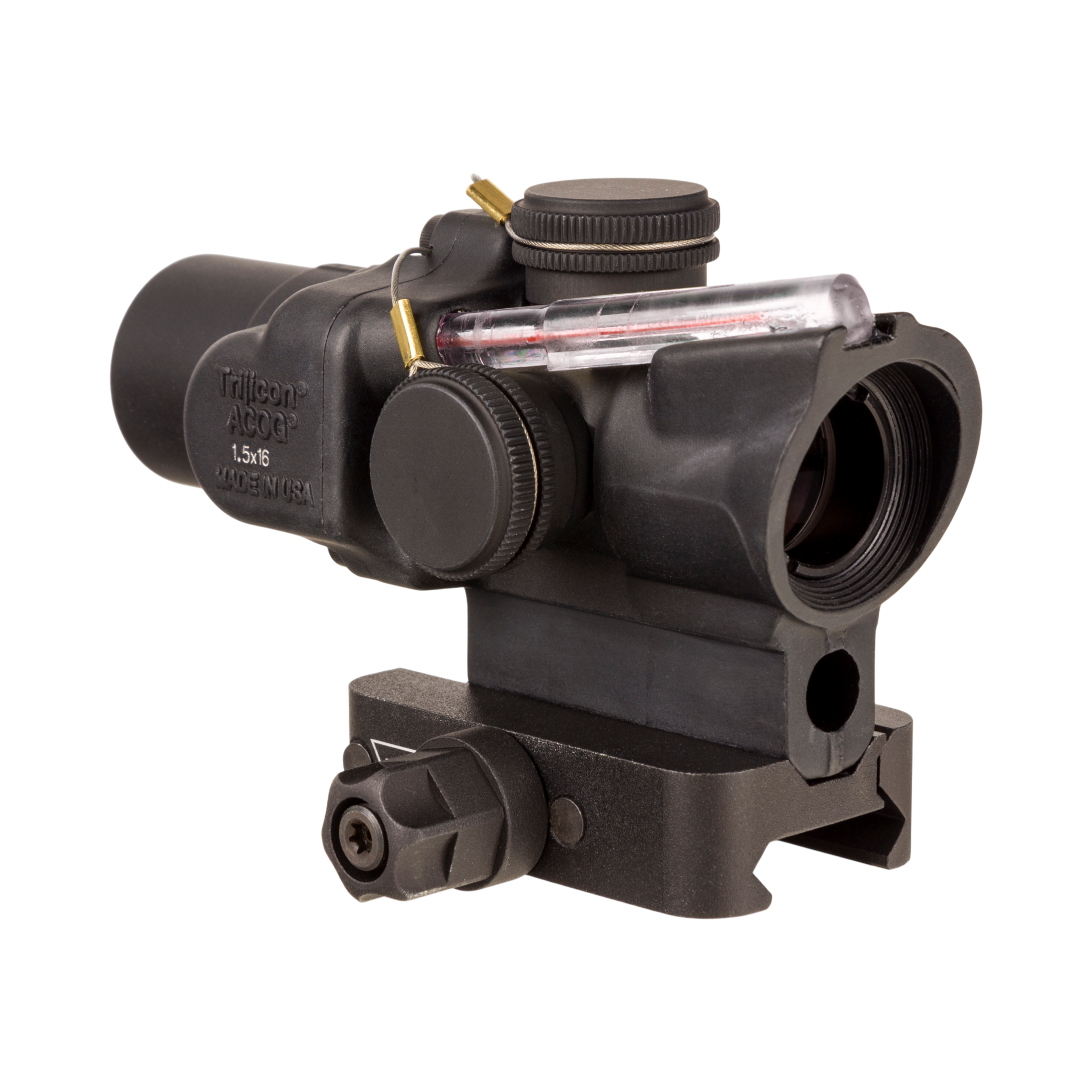 Luneta Trijicon 1,5x16S Compact ACOG®, podwójne podświetlenie. Siatka celownicza RTR 9 mm PCC z mocowaniem Q-LOC