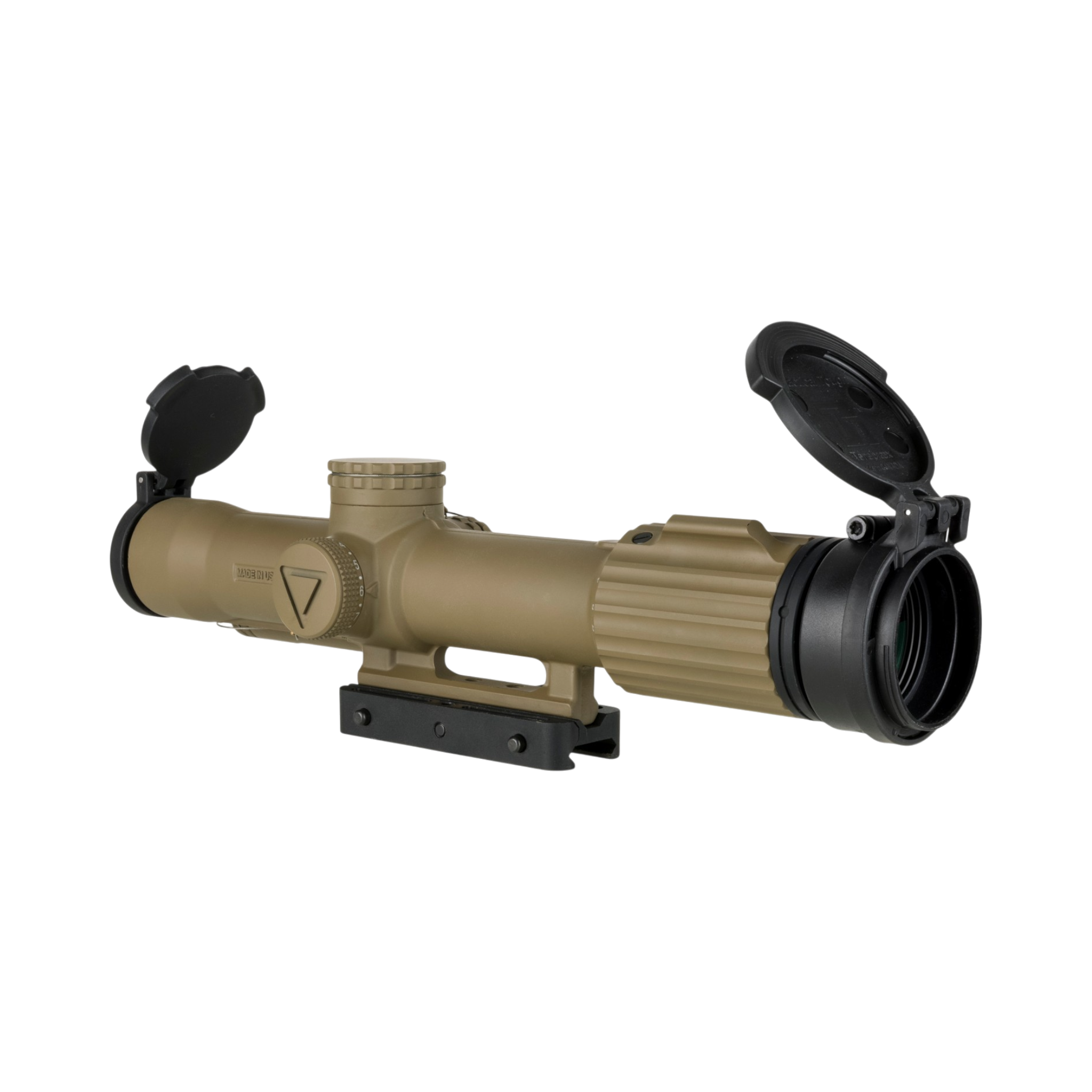 VCOG® 1-8x28 Riflescope, Red MOA Crosshair Dot Ret, Flipcaps, w/ Q-LOC Mount, FDE