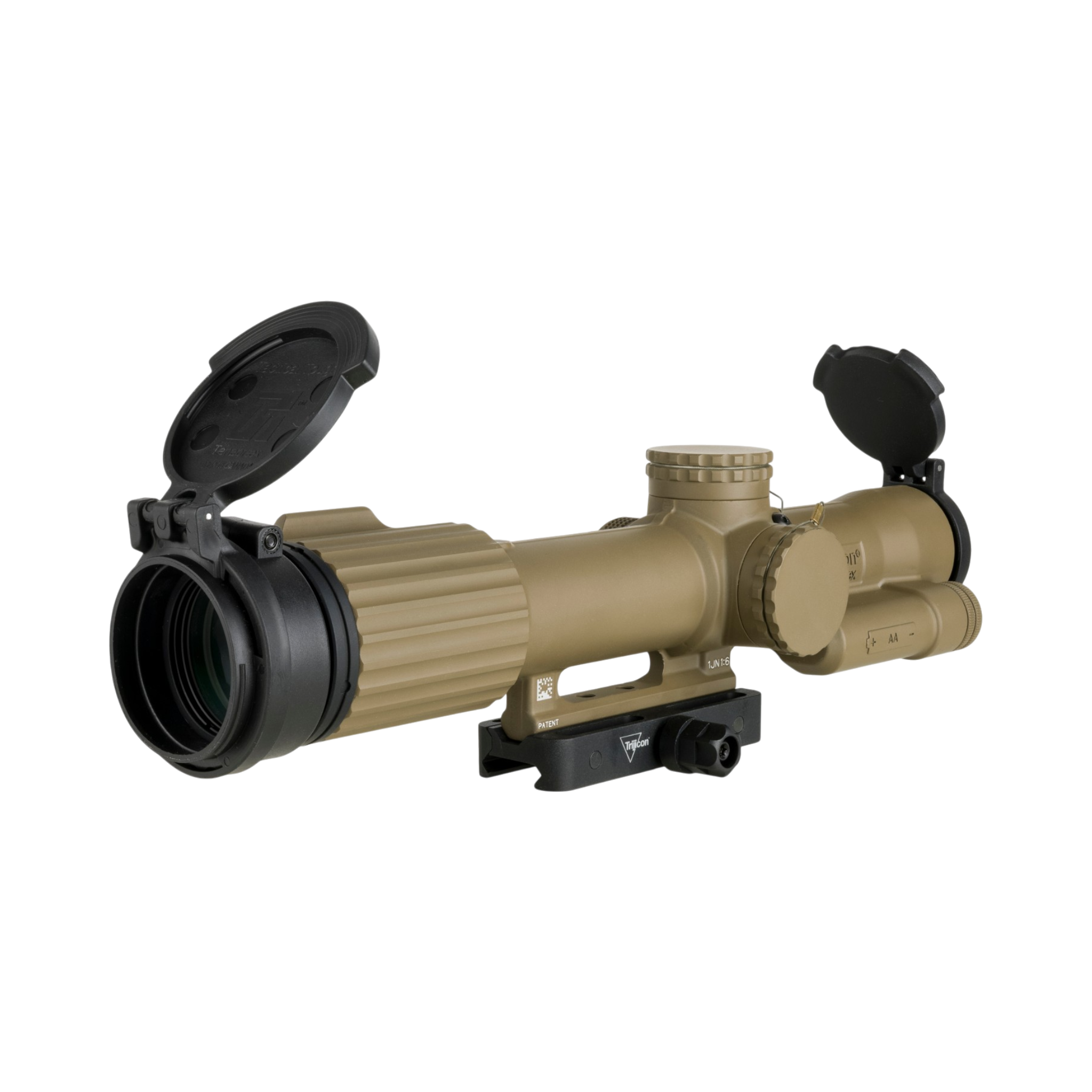 VCOG® 1-8x28 Riflescope, Red MRAD Crosshair Dot Ret, Flipcaps, w/ Q-LOC Mount, FDE