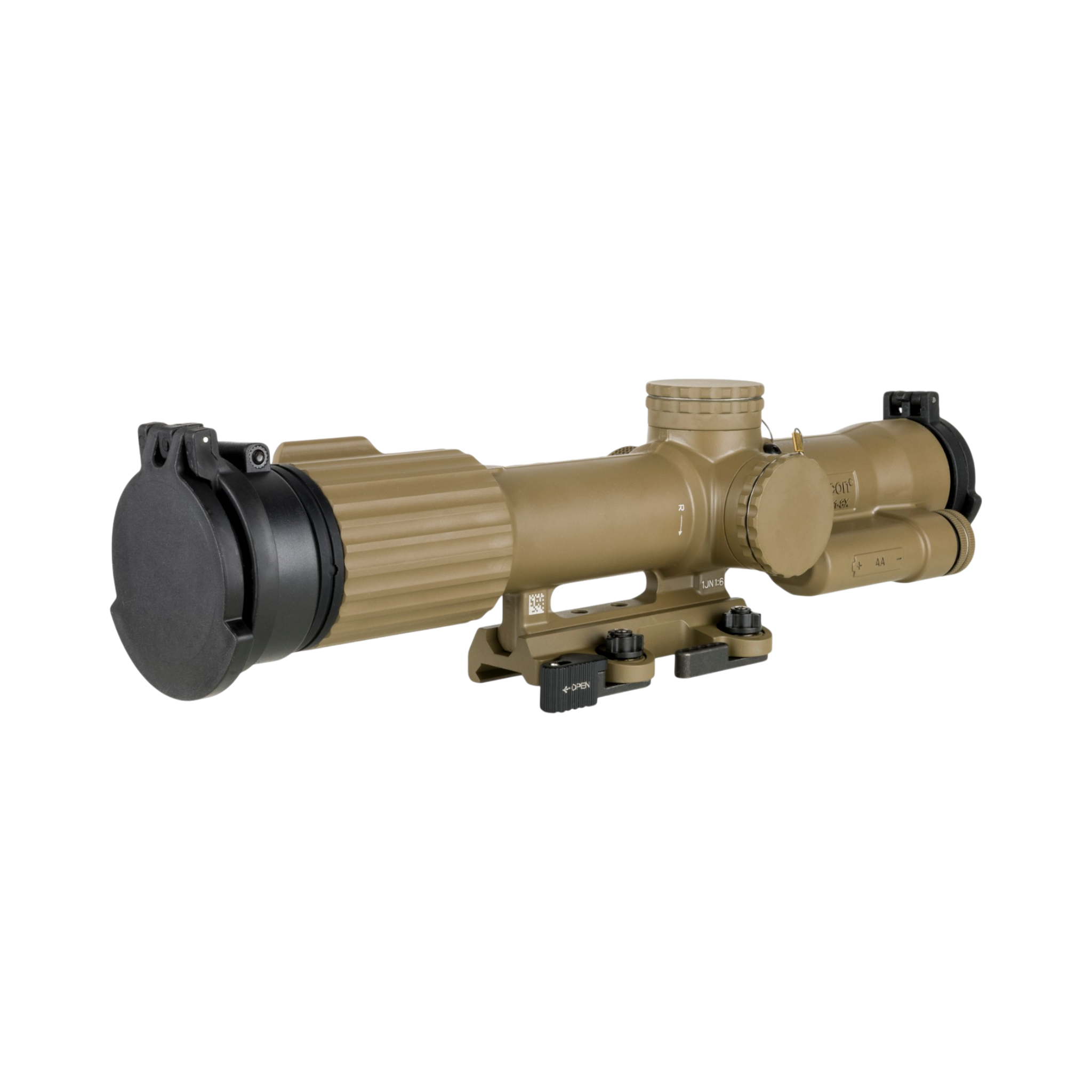 SCO VCOG® 1-8x28 Riflescope, Red MRAD Seg. Circle Enh. Flipcaps, w/ LT799 mount, FDE