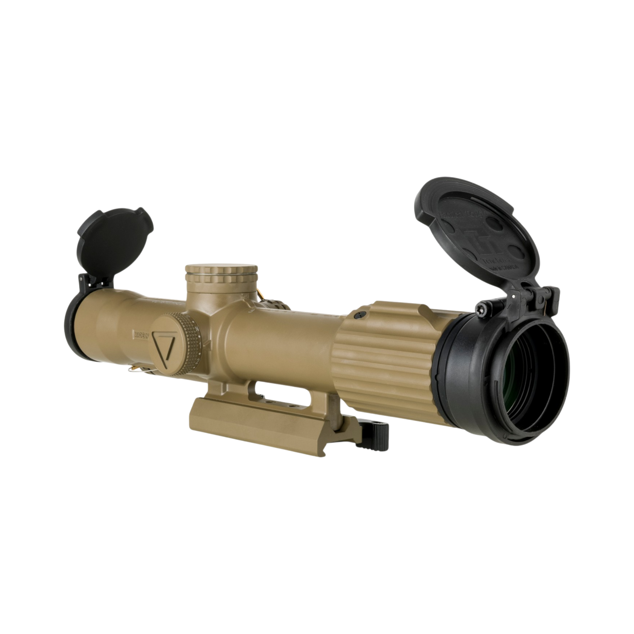 SCO VCOG® 1-8x28 Riflescope, Red MRAD Seg. Circle Enh. Flipcaps, w/ LT799 mount, FDE