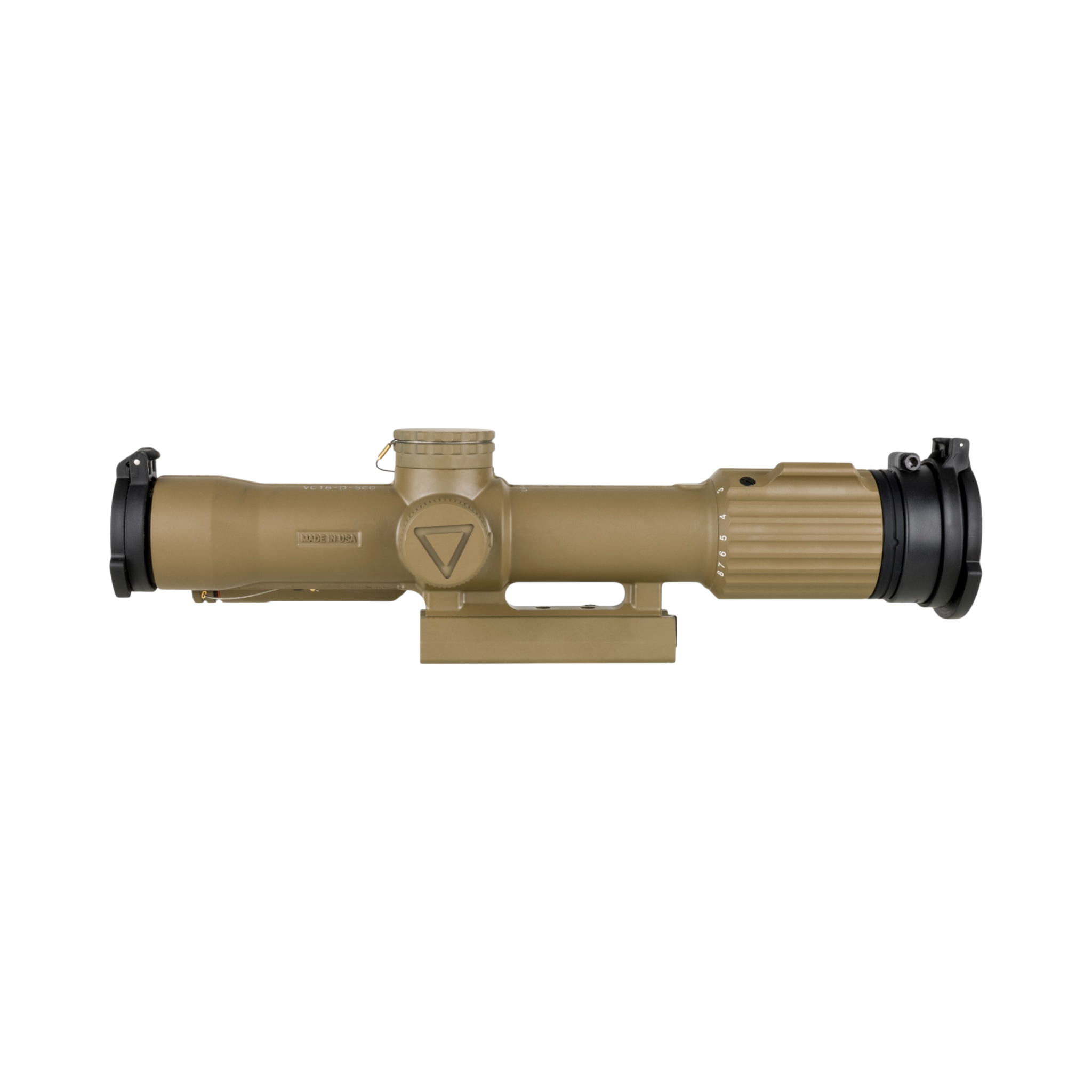 SCO VCOG® 1-8x28 Riflescope, Red MRAD Seg. Circle Enh. Flipcaps, w/ LT799 mount, FDE