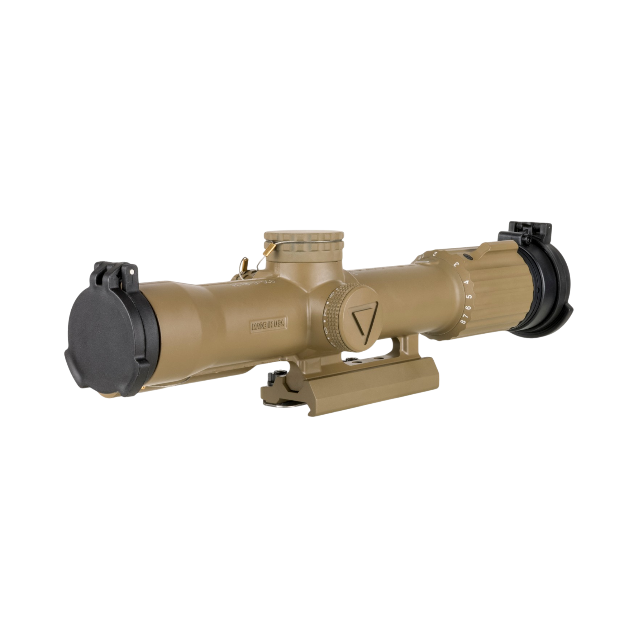 SCO VCOG® 1-8x28 Riflescope, Red MRAD Seg. Circle Enh. Flipcaps, w/ LT799 mount, FDE