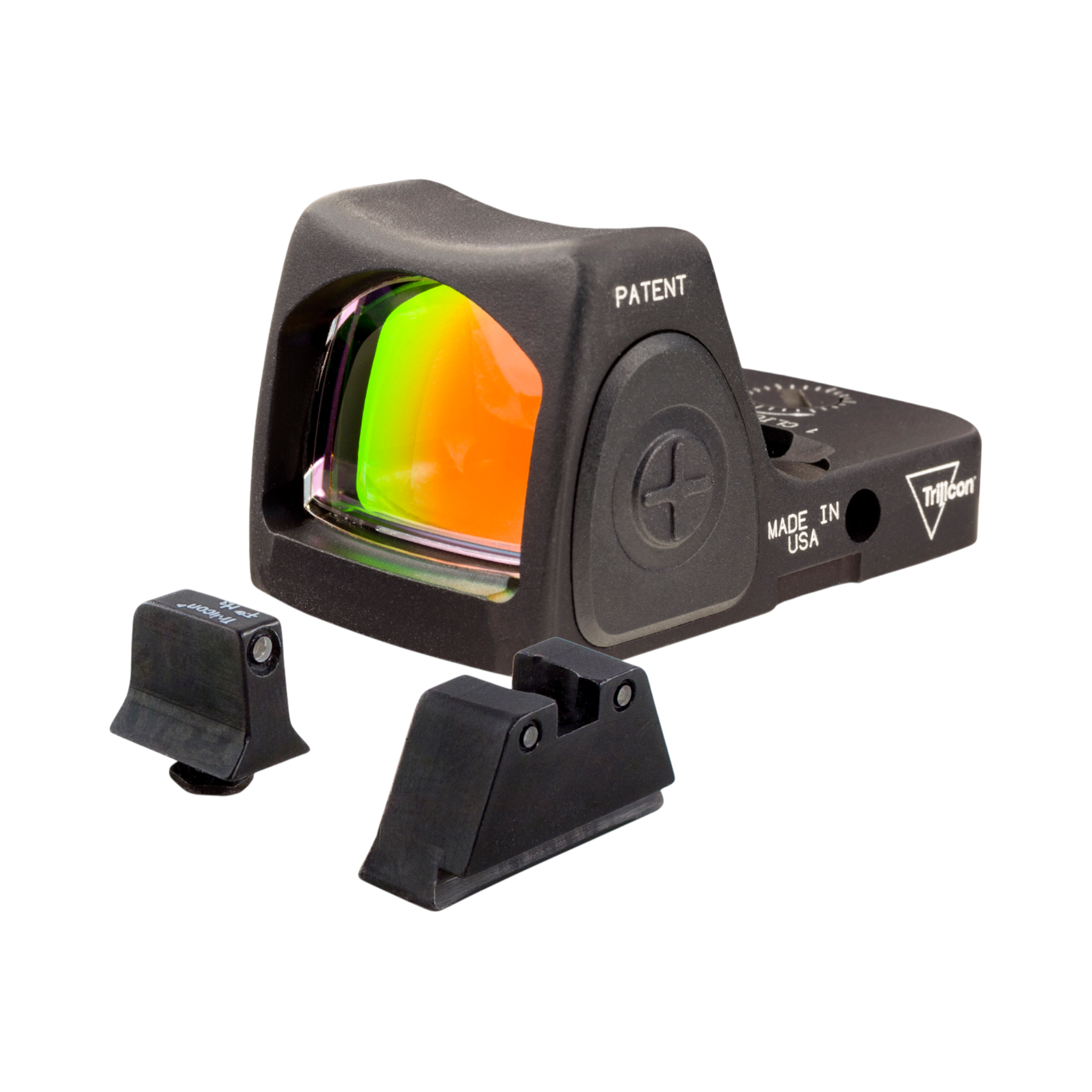 Trijicon Dual Defense™ komplekts – 6,5 MOA Red Dot RMR® Type 2 + melni/zaļi tēmēkļi Glock pistolei