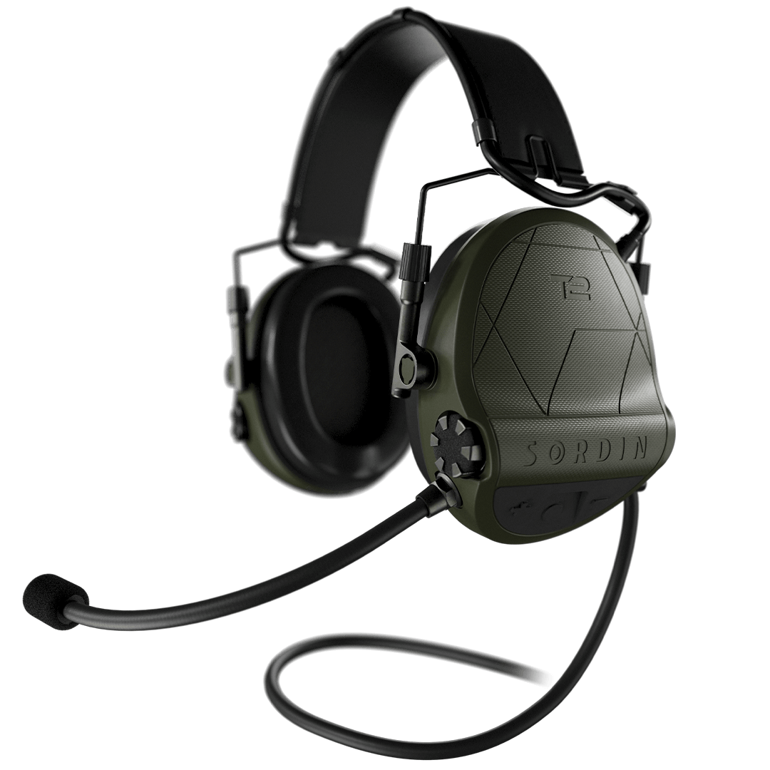 Sordin Supreme T2 CC zaļā galvas lente no ādas Memory Foam 304006-10P)