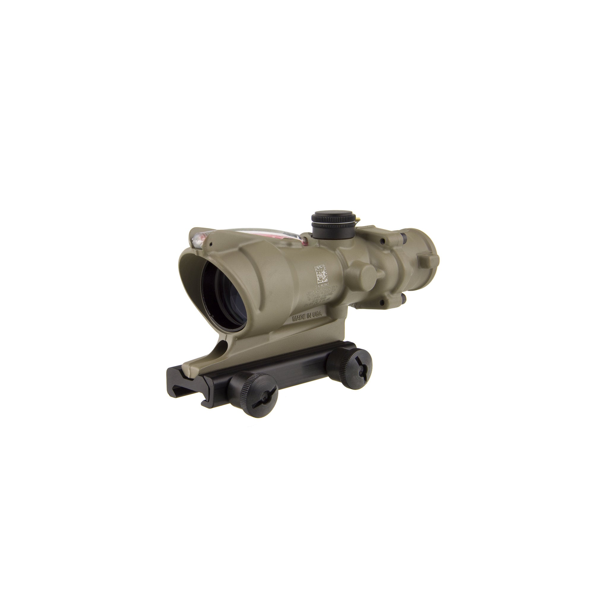 Trijicon ACOG® 4x32 BAC tēmēklis, divkāršs apgaismojums. Sarkans krustveida tēmēklis .223 BDC tēmēklis, CK FDE