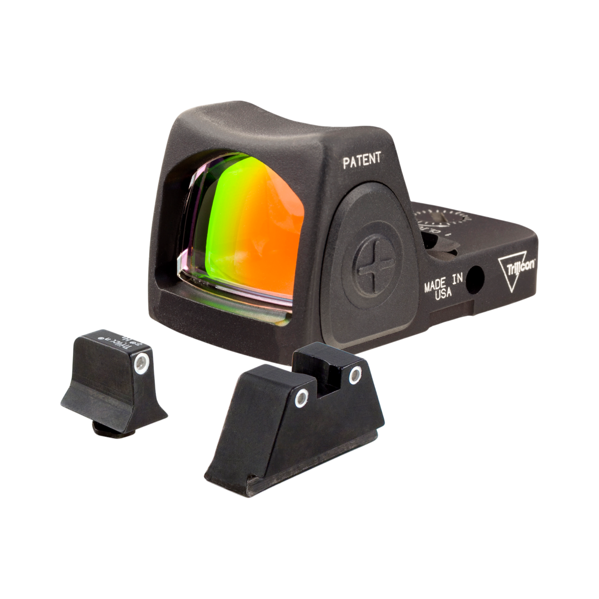 Zestaw Trijicon Dual Defense™ – celownik kolimatorowy RMR® Type 2 3,25 MOA + celownik biało-zielony do pistoletu Glock