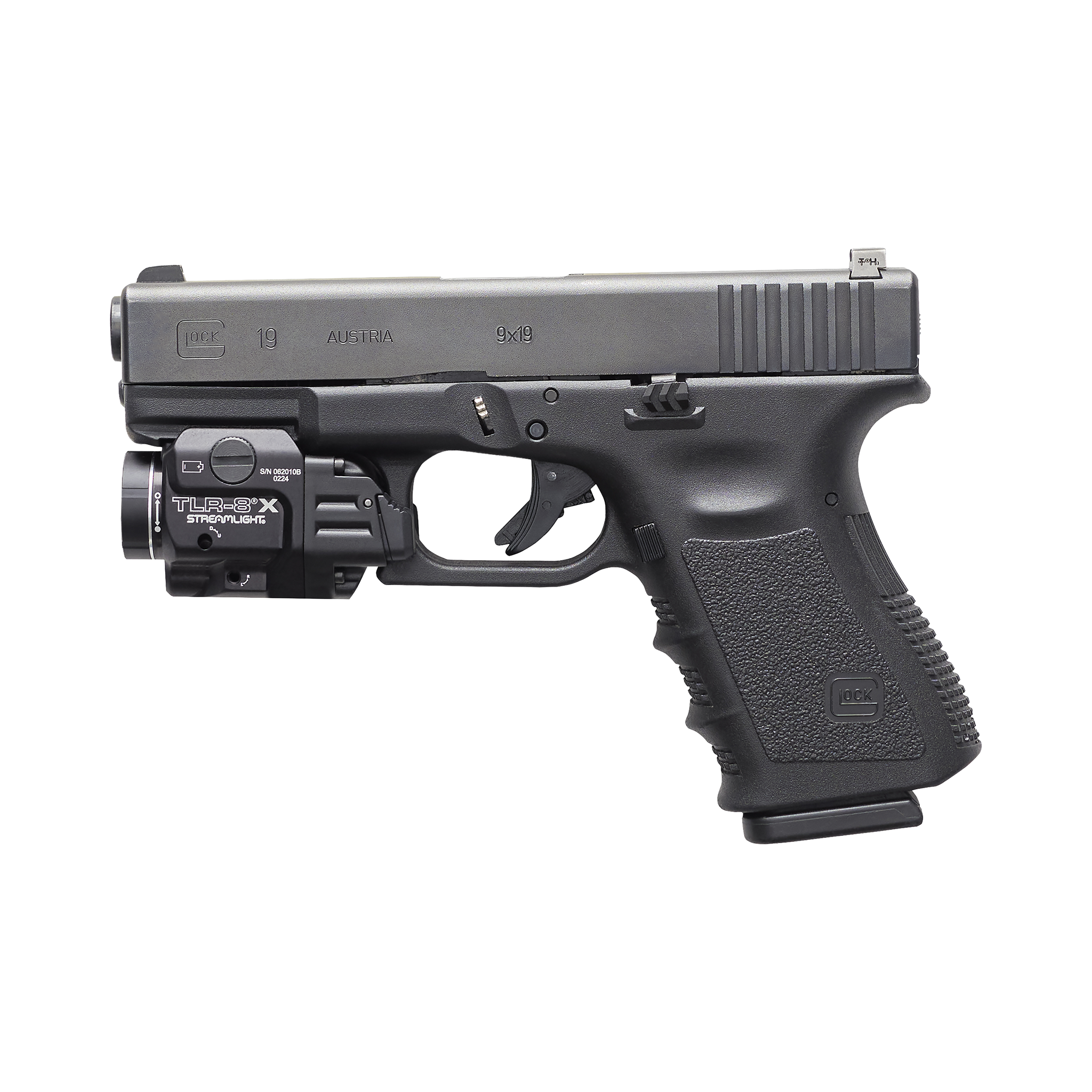 Streamlight X – zawiera przełącznik wysokiego i niskiego natężenia światła, baterię CR123A  i zestaw kluczy – pudełko (69414)